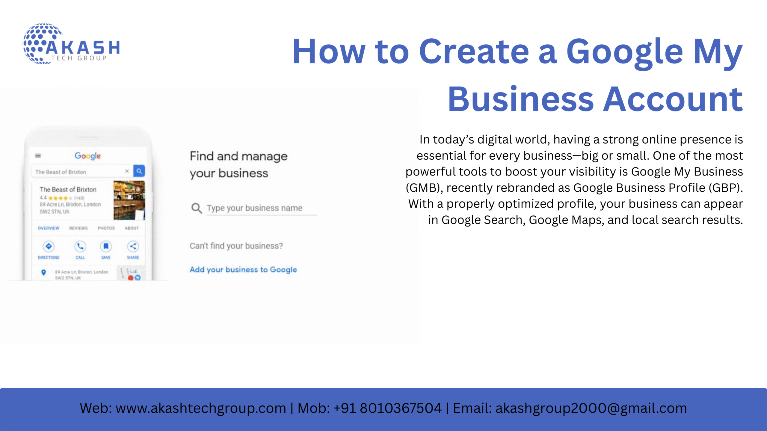 How to Create a Google My Business Account—A Complete Guide by Akash Tech Group